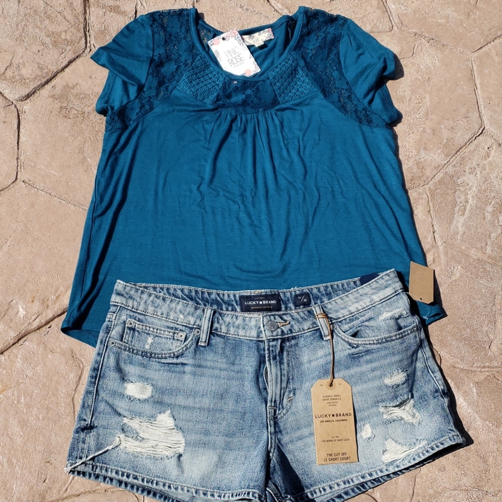 Lucky brand jean shorts with top